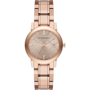 Elegant Burberry BU9135 dameshorloge in bruin roségoud roestvrij staal