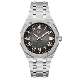 Guess GW0575G1 herenhorloge met analoge zilverkleurige wijzerplaat - stijlvol en veelzijdig