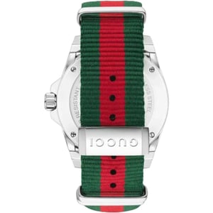 Gucci Dive herenhorloge YA136206 met zwarte wijzerplaat en veelkleurige armband