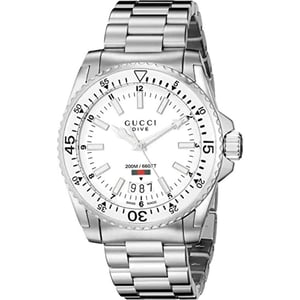 Gucci YA136302 Heren Duikhorloge - 40mm Roestvrij Staal & 200m Waterdicht