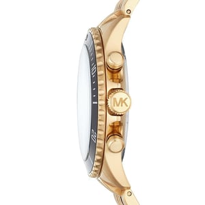 Stijlvol Michael Kors MK8726 herenhorloge met zwarte wijzerplaat en goudkleurige afwerking