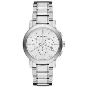 Burberry dameshorloge BU9750 City Chronograaf met zilveren wijzerplaat en roestvrij stalen band