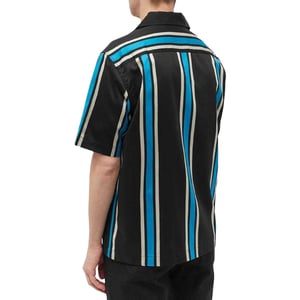 Fred Perry Heren Gestreept Revere Kraag Shirt (Zwart/Blauw)