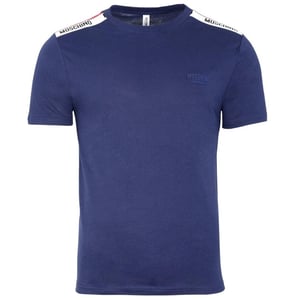 Moschino Unisex Adult Logo Taped Shoulders T-Shirt (Marineblauw)