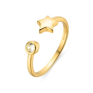 Luxenter Sterling zilveren 925 ring met 18k geelgouden zirkonia - Fazih
