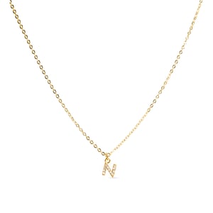 Luxeketting met glanzende zirkonia 18k goud afwerking - Alfabet
