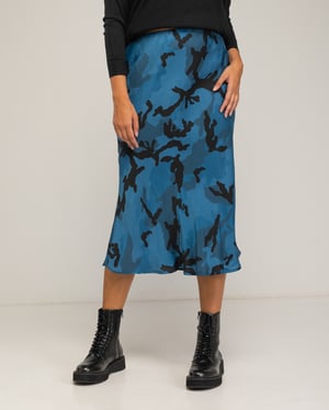 Midi geprinte rok met zijde