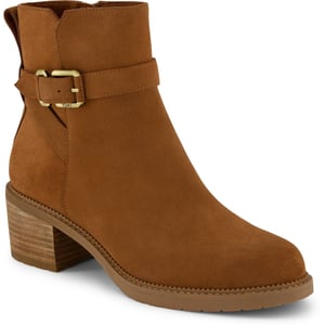 TOMS Hailey Buckle Leren Dames Enkellaarsjes Amberbruin met Hak