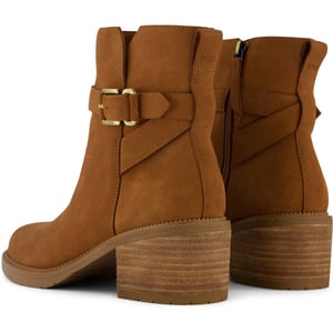 TOMS Hailey Buckle Leren Dames Enkellaarsjes Amberbruin met Hak