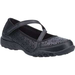 Skechers Breathe Easy Playground Poppies Meisjes Zwart Leren Schoenen