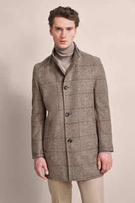 Bugatti Herren Jas met opstaande kraag en geruit patroon