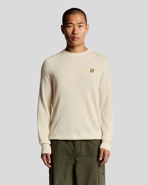Lyle & Scott Lamswolmix Ronde Hals Trui - Wit