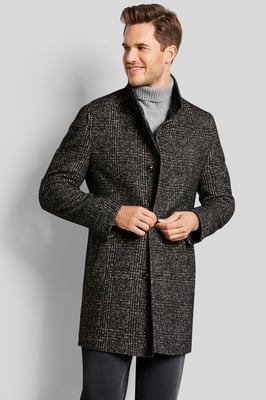 Bugatti Herren Jas met opstaande kraag en ruitpatroon