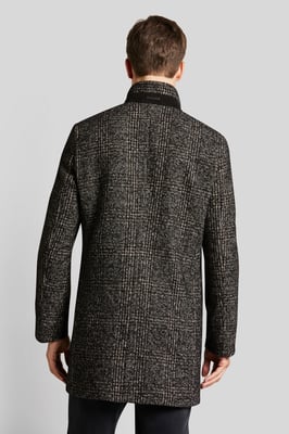Bugatti Herren Jas met opstaande kraag en ruitpatroon