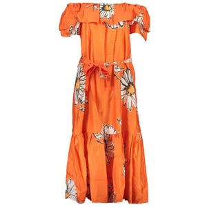 Madeliefjesprint Maxi Jurk Off-Shoulder Stijl