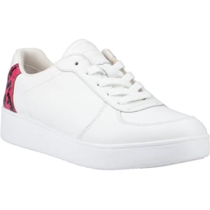 Fitflop Rally Slangenprint-Backtab Leren Dames Urban Wit/Wilde Framboos Sneakers
