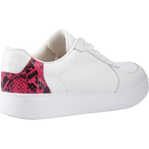 Fitflop Rally Slangenprint-Backtab Leren Dames Urban Wit/Wilde Framboos Sneakers