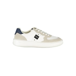Blauer Witte Leren Heren Sneakers