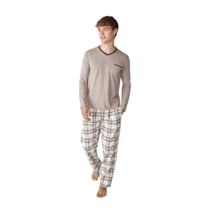 JJB18 Katoenen pyjama met lange mouwen voor heren