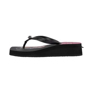 Claudia Mid Heel Flip Flop met strandprint, zwart