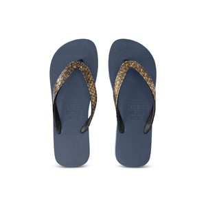 Python Bronze Flip Flop Marineblauw