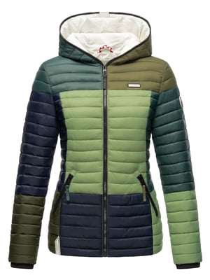 Navahoo Dames Gewatteerde Jas Multikulti – Licht, Trendy & Met Colour-Blocking Design