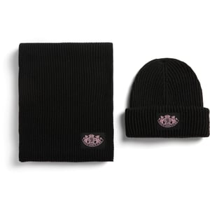 Juicy Couture Crest Unisex Volwassenen Zwart Hoed & Sjaal Set - Eén maat