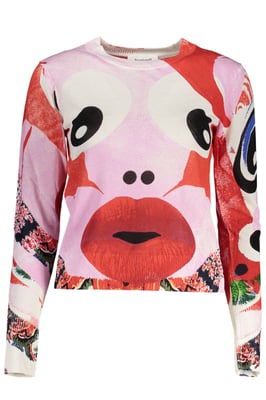 Abstract Gezicht Gebreide Pullover Trui