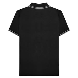 Lambretta Heren Houndstooth Big & Tall Poloshirt (Zwart/Ijzer)