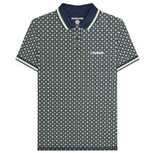 Lambretta Heren Geometrisch Big & Tall Polo Shirt (Marineblauw/Basilicum)