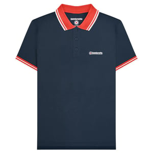 Lambretta Heren Contrast Tipped Polo Shirt (Marineblauw/Rood)