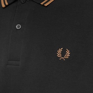 Fred Perry Herenpolo met dubbele kraag en lange mouwen (Zwart)