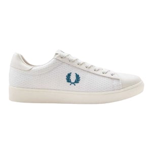 Fred Perry Heren Laurier Krans Logo Leren Trainers (Wit)