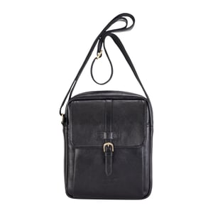 Echte leren zwarte vintage crossbody messenger reistas - Ashby