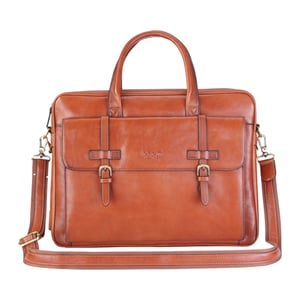 Echte leren laptoptas in bruin leer, schoudertas van Satchel Messenger - Belmont