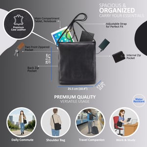 Vintage zwarte leren messenger schoudertas crossbody reistas - Ranger