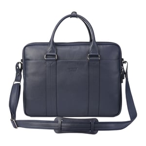 Echte leren marineblauwe laptop- en zakentas - Sutton
