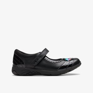 Relda Spark Kinderen Zwarte Leren Schoenen