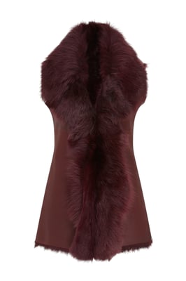 Dames Bordeaux Toscana Shearling Nappa Leren Schapenvacht Gilet - Parkes