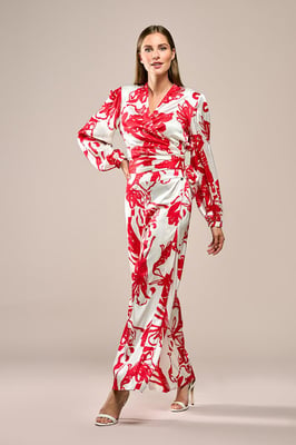 Cassandra Print Broek Rood / Wit