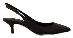 Leren Slingback Hakken Zwarte Hakken