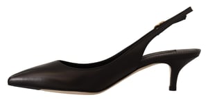 Leren Slingback Hakken Zwarte Hakken
