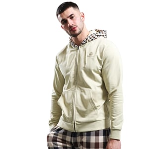 Aquascutum Active Fz Club Check Hood Beige Hoodie Met Rits