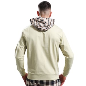 Aquascutum Active Fz Club Check Hood Beige Hoodie Met Rits