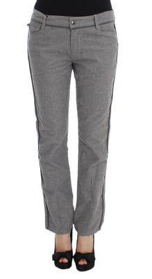 Grijze Rechte Broek met Zijstripe Detail