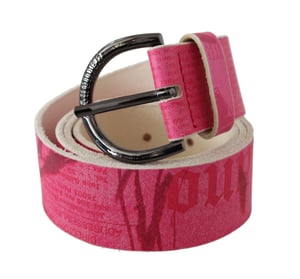 John Galliano Roze Leren Letterlogo Ringgesp Riem