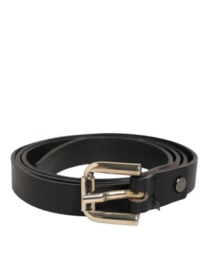 GF Ferre Zwarte Leren Slim Gouden Gesp Taille Herenriem