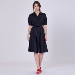 Katoenen shirtjurk met gezwollen mouwen