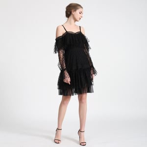 Négligé -stijl jurk in polka dot tule