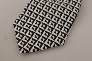 Geometrisch Patroon Stropdas Zwart En Beige